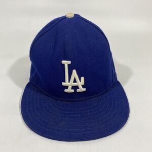 LA Dodgers USA New Era 59Fifty Official On Field Cool Base Fitted Hat Sz 7-3/8